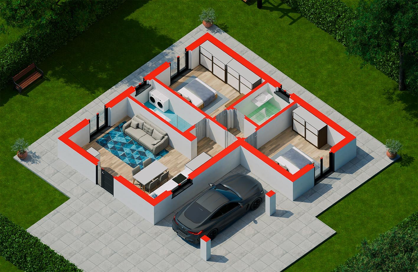 Villa_A0_Render_Assonometrica_1_Parcheggio