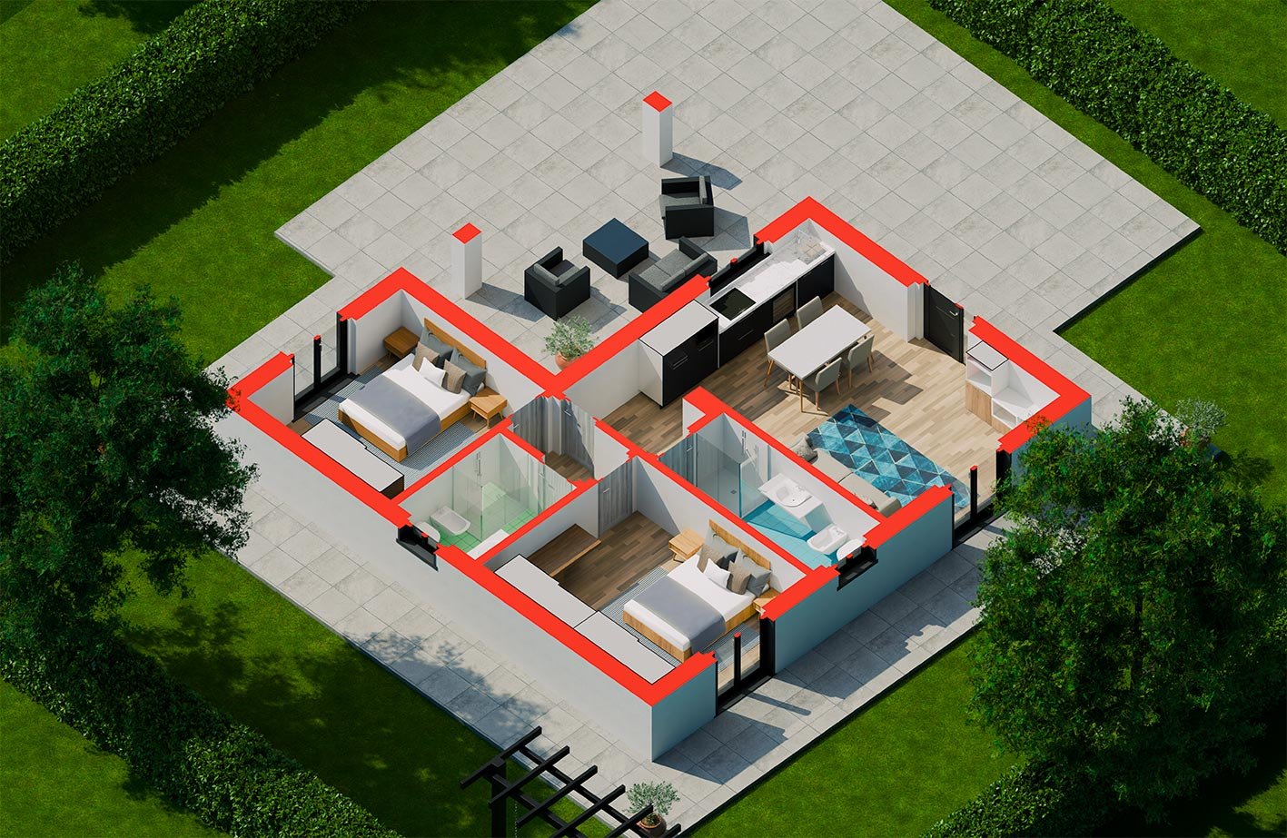 Villa_A0_Render_Assonometrica_2_Cortile