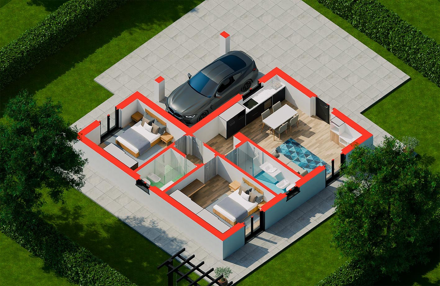 Villa_A0_Render_Assonometrica_2_Parcheggio