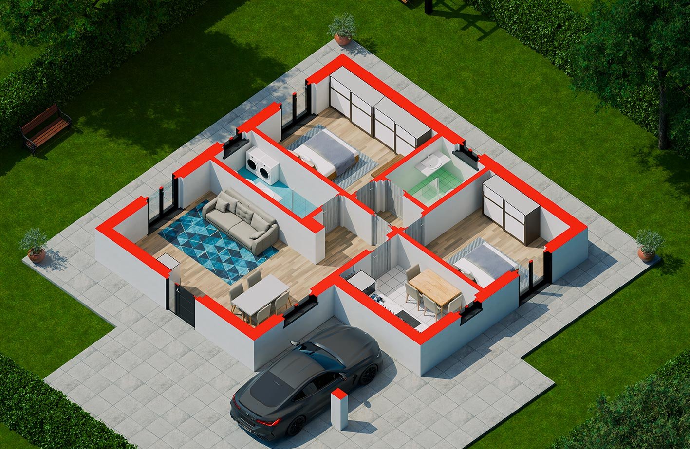 Villa_A1a_Render_Assonometrica_1_Parcheggio