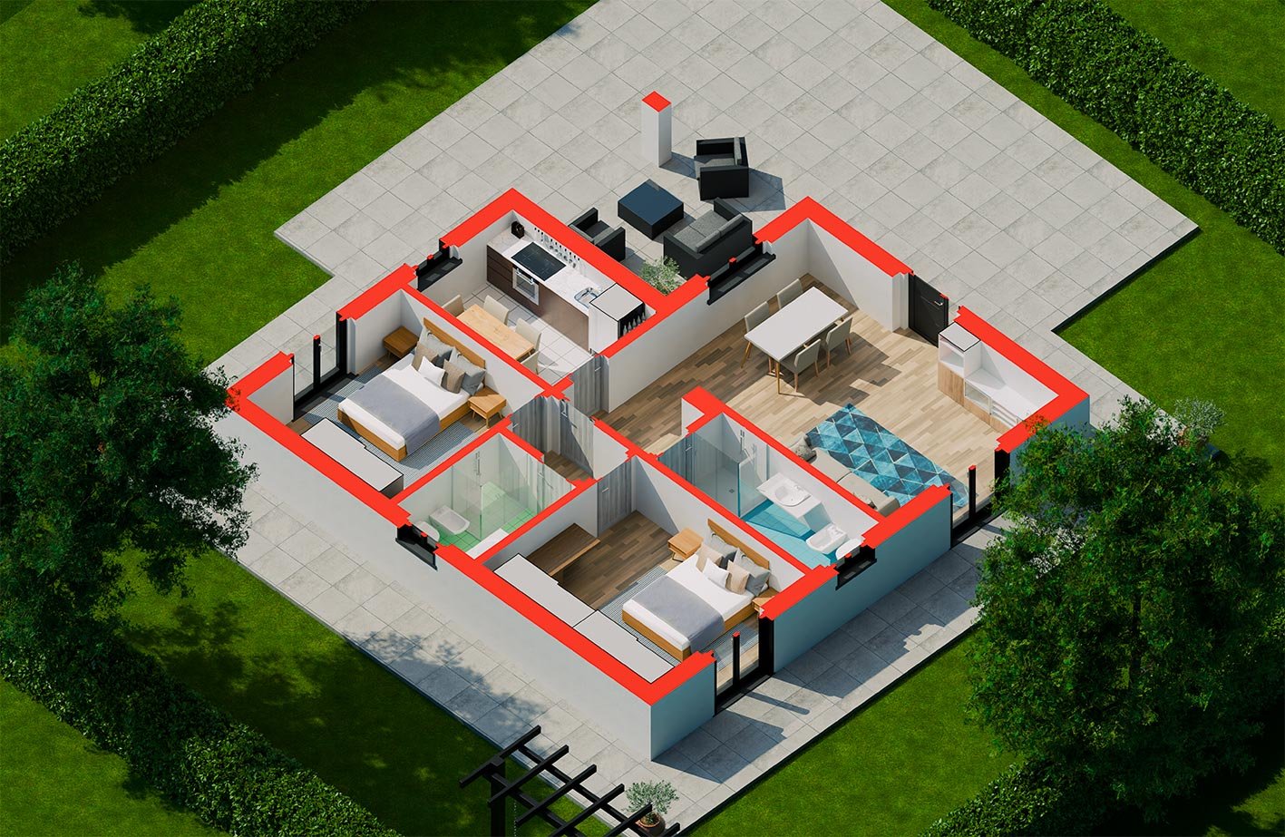 Villa_A1a_Render_Assonometrica_2_Cortile