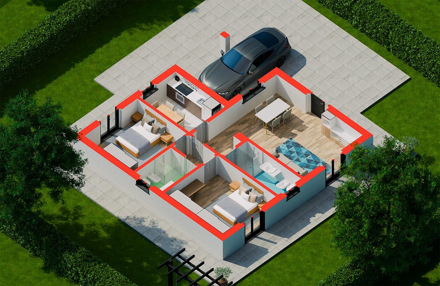 Villa_A1a_Render_Assonometrica_2_Parcheggio