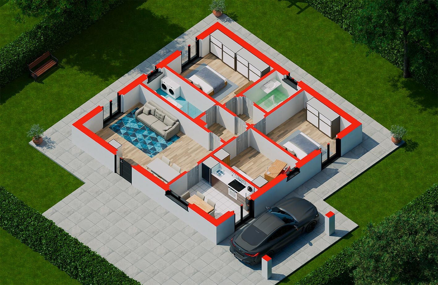 Villa_A2_Render_Assonometrica_1_Parcheggio